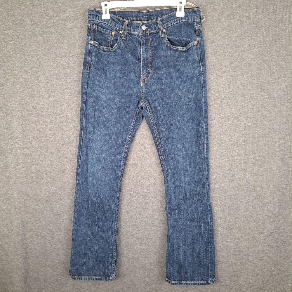 Levi's 527 Jeans Mens 34x32 Blue Bootcut Dark Wash Western‎ Denim (Fit 32x29.5)